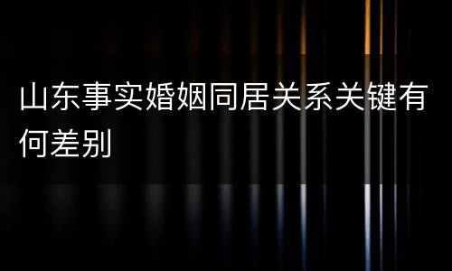 山东事实婚姻同居关系关键有何差别
