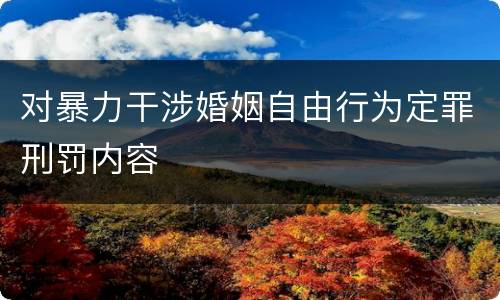 对暴力干涉婚姻自由行为定罪刑罚内容