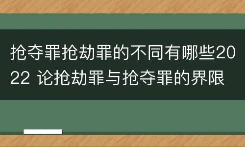 抢夺罪抢劫罪的不同有哪些2022 论抢劫罪与抢夺罪的界限