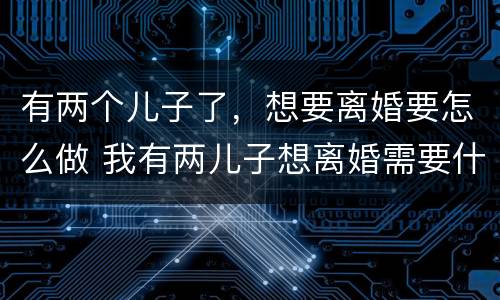 有两个儿子了，想要离婚要怎么做 我有两儿子想离婚需要什么手续吗