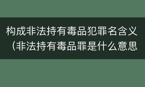 构成非法持有毒品犯罪名含义（非法持有毒品罪是什么意思）