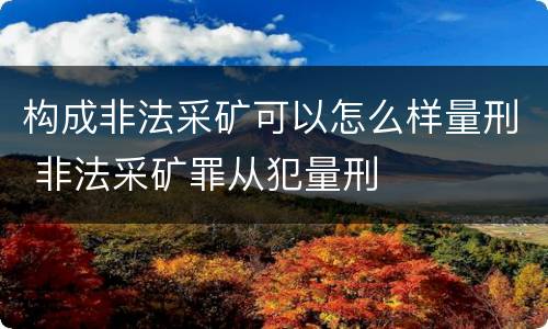构成非法采矿可以怎么样量刑 非法采矿罪从犯量刑