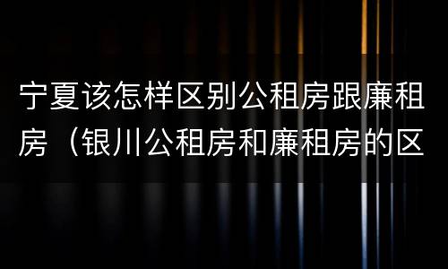 宁夏该怎样区别公租房跟廉租房（银川公租房和廉租房的区别）