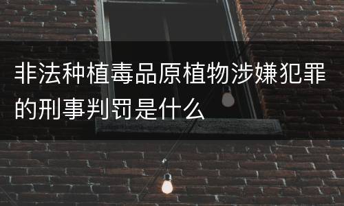 非法种植毒品原植物涉嫌犯罪的刑事判罚是什么