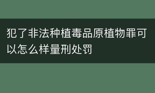 犯了非法种植毒品原植物罪可以怎么样量刑处罚