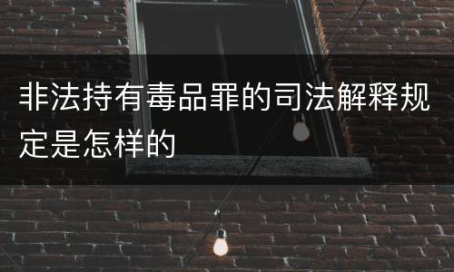 非法持有毒品罪的司法解释规定是怎样的
