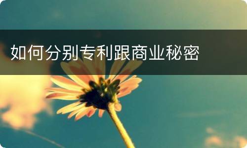 如何分别专利跟商业秘密