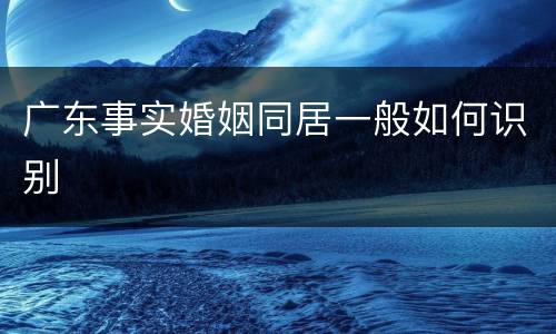 广东事实婚姻同居一般如何识别