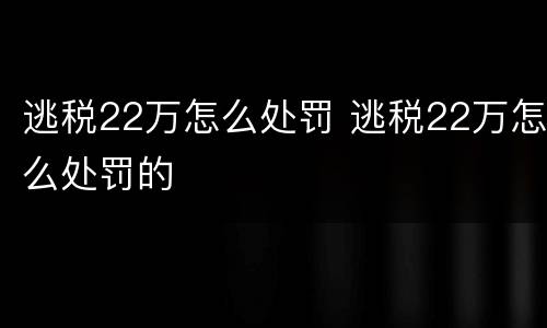 逃税22万怎么处罚 逃税22万怎么处罚的