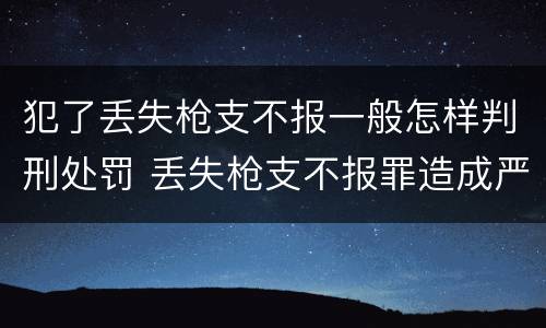犯了丢失枪支不报一般怎样判刑处罚 丢失枪支不报罪造成严重后果
