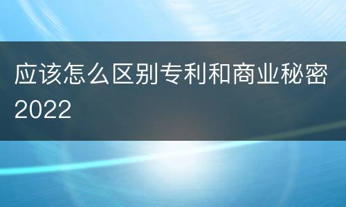 应该怎么区别专利和商业秘密2022