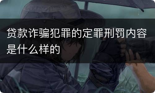 贷款诈骗犯罪的定罪刑罚内容是什么样的