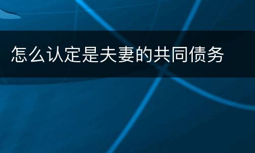 怎么认定是夫妻的共同债务