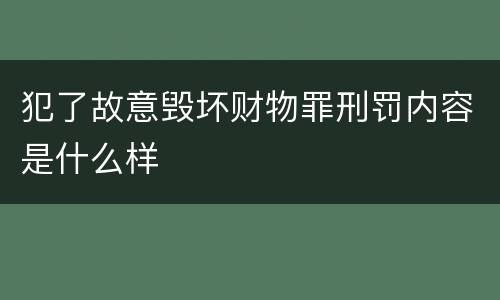 犯了故意毁坏财物罪刑罚内容是什么样