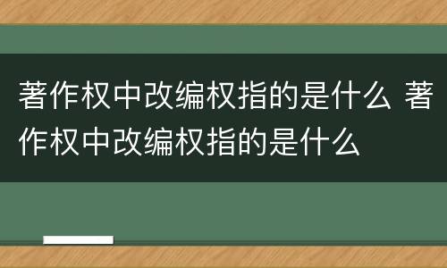 著作权中改编权指的是什么 著作权中改编权指的是什么
