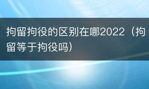 拘留拘役的区别在哪2022（拘留等于拘役吗）
