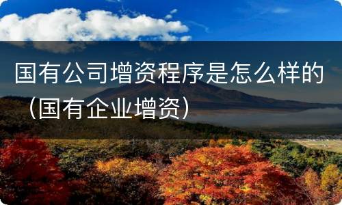 国有公司增资程序是怎么样的（国有企业增资）