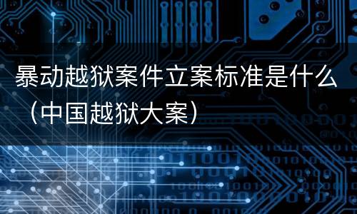 暴动越狱案件立案标准是什么（中国越狱大案）