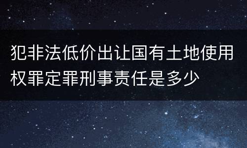 犯非法低价出让国有土地使用权罪定罪刑事责任是多少