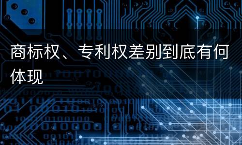 商标权、专利权差别到底有何体现