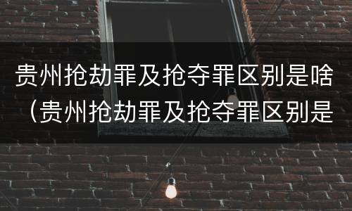 贵州抢劫罪及抢夺罪区别是啥（贵州抢劫罪及抢夺罪区别是啥啊）