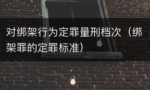 对绑架行为定罪量刑档次（绑架罪的定罪标准）