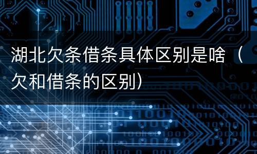 湖北欠条借条具体区别是啥（欠和借条的区别）