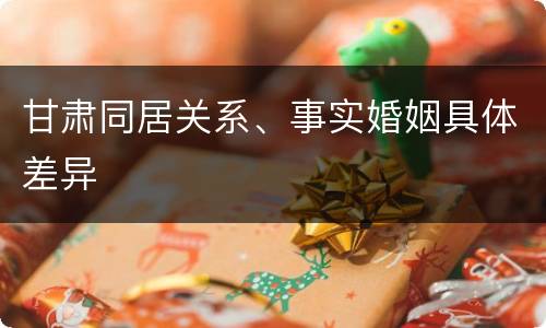 甘肃同居关系、事实婚姻具体差异