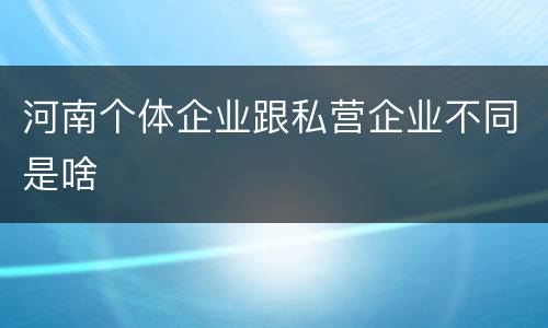 河南个体企业跟私营企业不同是啥