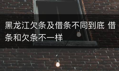 黑龙江欠条及借条不同到底 借条和欠条不一样