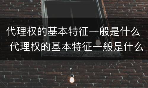 代理权的基本特征一般是什么 代理权的基本特征一般是什么意思