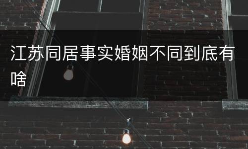 江苏同居事实婚姻不同到底有啥