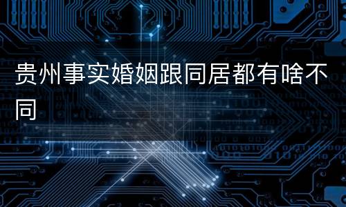 贵州事实婚姻跟同居都有啥不同