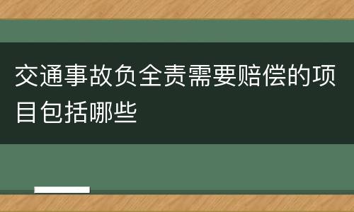 交通事故负全责需要赔偿的项目包括哪些