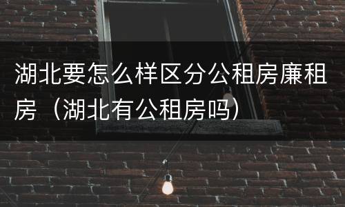湖北要怎么样区分公租房廉租房（湖北有公租房吗）