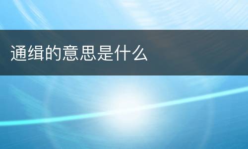 通缉的意思是什么