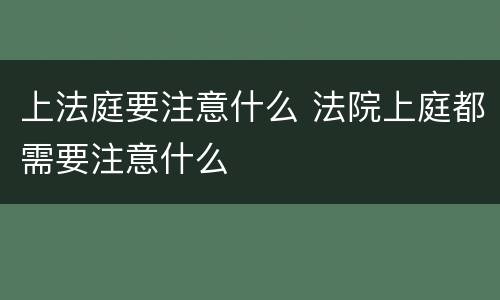上法庭要注意什么 法院上庭都需要注意什么