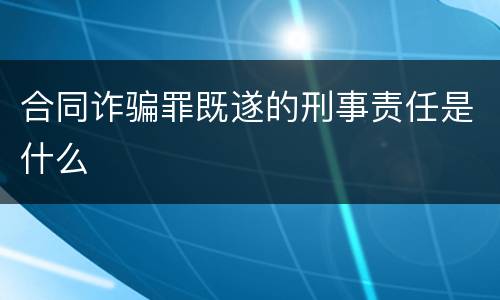 合同诈骗罪既遂的刑事责任是什么
