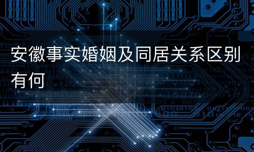 安徽事实婚姻及同居关系区别有何