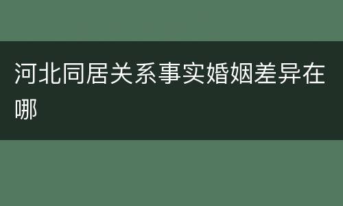 河北同居关系事实婚姻差异在哪