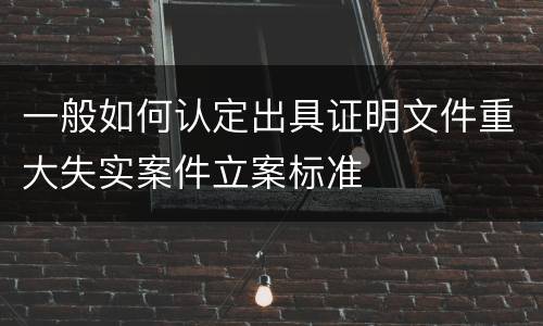 一般如何认定出具证明文件重大失实案件立案标准