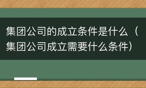 集团公司的成立条件是什么（集团公司成立需要什么条件）