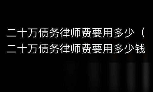 二十万债务律师费要用多少（二十万债务律师费要用多少钱）