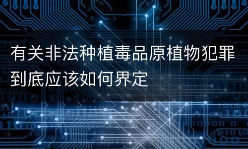 有关非法种植毒品原植物犯罪到底应该如何界定