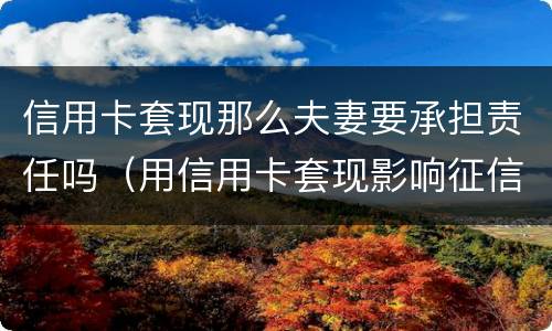 信用卡套现那么夫妻要承担责任吗（用信用卡套现影响征信吗）