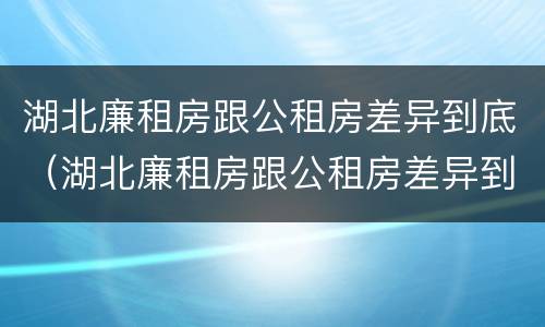 湖北廉租房跟公租房差异到底（湖北廉租房跟公租房差异到底有多大）
