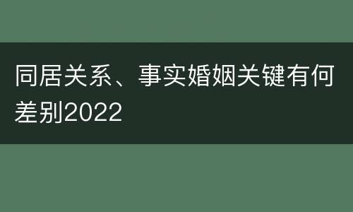 同居关系、事实婚姻关键有何差别2022