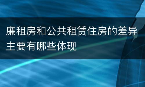廉租房和公共租赁住房的差异主要有哪些体现