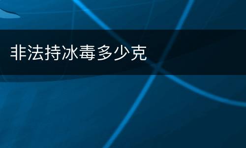 非法持冰毒多少克