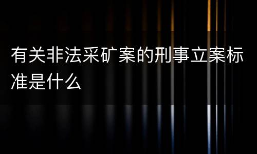 有关非法采矿案的刑事立案标准是什么